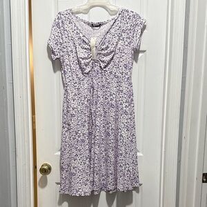 Purple Floral Cotton Dress